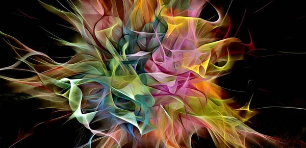 Abstrakte Elektrisierende Linien Rauchiges Fraktalmuster Digitale Illustrationskunst Die Chaotischen Dunklen — Stockfoto
