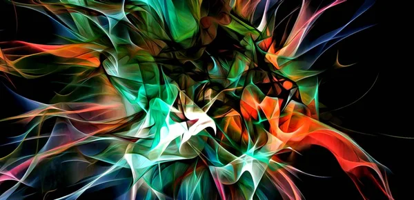 Abstracte Elektrificerende Lijnen Rokerige Fractal Patroon Digitale Illustratie Kunstwerk Van — Stockfoto