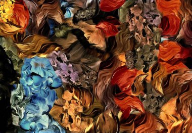 Soyut psychedelic grunge arka plan doku düzensizce bulanık noktalar ve boya konturları ile renkli.