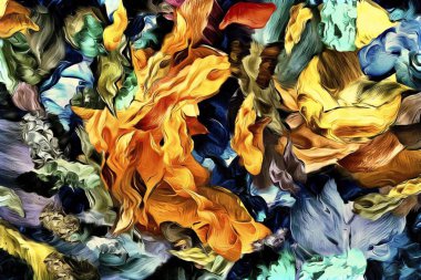 Soyut psychedelic grunge arka plan doku düzensizce bulanık noktalar ve boya konturları ile renkli.