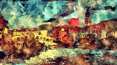 psychedelic arka plan rengi kaotik fırça darbeleri farklı fırça boyutları suluboya stilizasyon üzerinden.