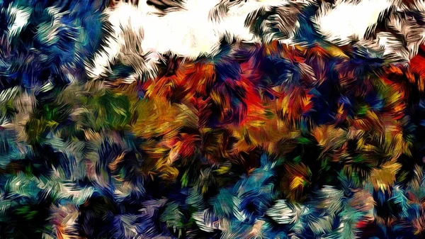 Psychedelic Arka Plan Rengi Kaotik Fırça Darbeleri Farklı Fırça Boyutları — Stok fotoğraf