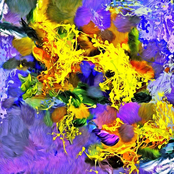 Abstraktní Psychedelické Pozadí Barvy Chaotické Tahy Štětce Různých Velikostí Akvarel — Stock fotografie