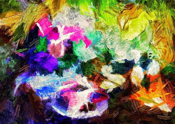 Abstracte Psychedelische Achtergrond Van Kleur Chaotische Penseelstreken Van Verschillende Penseel — Stockfoto
