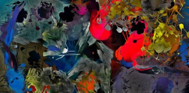 psychedelic arka plan rengi kaotik fırça darbeleri farklı fırça boyutları suluboya stilizasyon üzerinden.