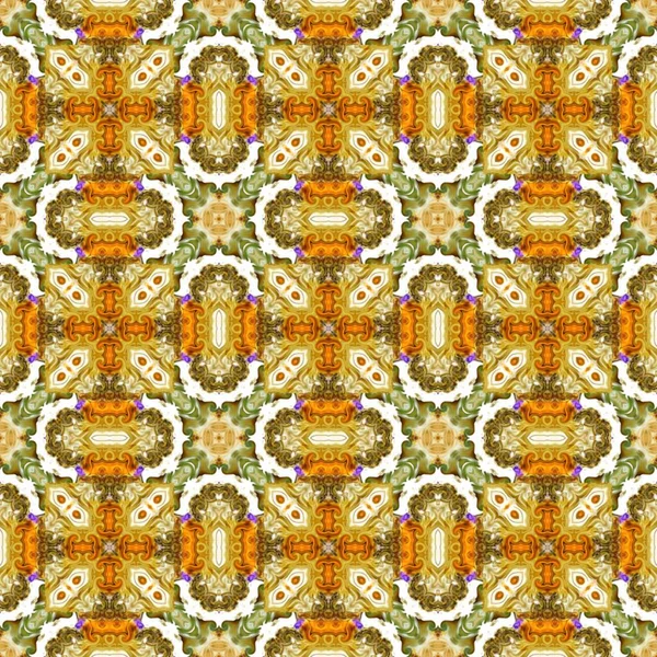 Seamless Raster Pattern Oriental Style Flower Psychedelic Mosaic Pattern Wallpaper — Stock Photo, Image