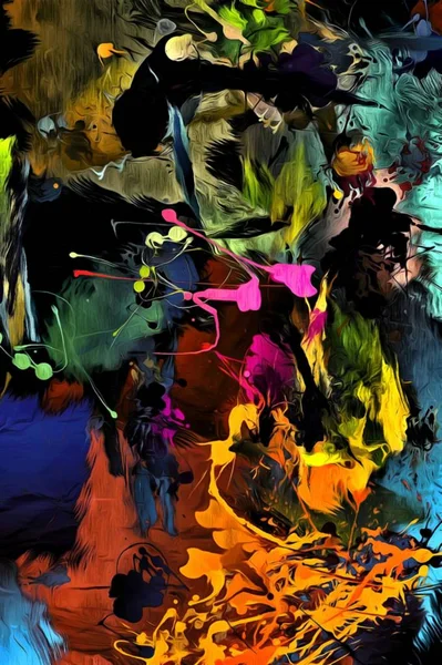 別のブラシ サイズ水彩様式の色カオス ブラシ ストロークから抽象的なサイケデリックな背景 — ストック写真