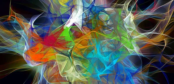 Αφηρημένες ηλεκτρίζουσες γραμμές, smoky fractal μοτίβο, ψηφιακή εικονογράφηση έργο τέχνης της απόδοσης χαοτικό σκοτεινό φόντο. — Φωτογραφία Αρχείου