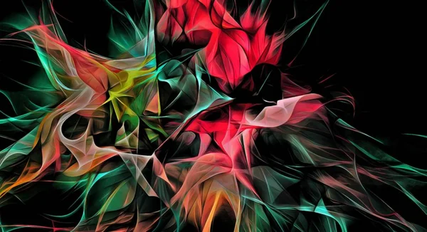 Abstrakt elektrifierande linjer, rökig fraktal mönster, digital illustration konstverk av rendering kaotisk mörk bakgrund. — Stockfoto