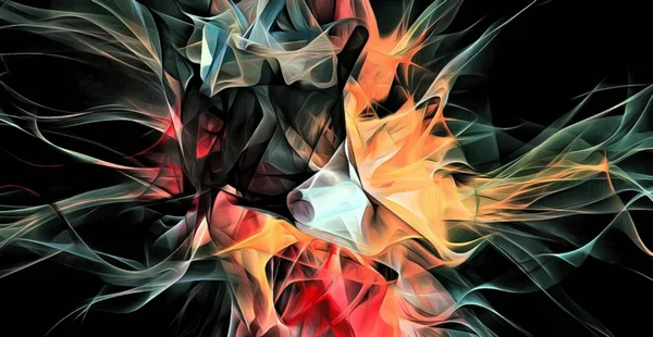 Abstracte elektrificerende lijnen, rokerige fractal patroon, digitale illustratie kunstwerk van het renderen van chaotische donkere achtergrond. — Stockfoto