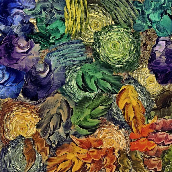 Abstrakt bakgrund från färg kaotiska suddiga fläckar penseldrag i olika storlekar — Stockfoto
