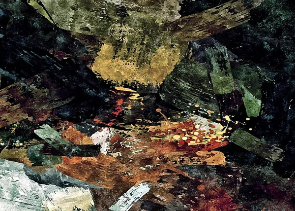 Abstrakta grunge bakgrund från färg kaotiska suddiga fläckar penseldrag i olika storlekar — Stockfoto