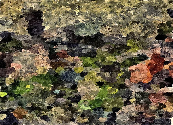 Abstraktní grunge pozadí od barvy chaotické rozmazané skvrny tahy štětce různých velikostí — Stock fotografie
