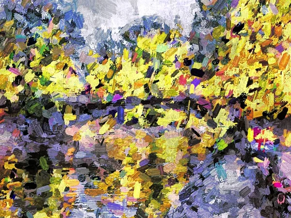 Abstracte achtergrond van kleur chaotische wazig penseelstreken vlekken van verschillende grootte — Stockfoto