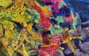 alt boya uygulanması dokulu arka plan psychedelic. Bilgisayar Stilizasyon boya petrol inmenin farklı şekil ve büyüklükte fırçaları ile