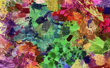 alt boya uygulanması dokulu arka plan psychedelic. Bilgisayar Stilizasyon boya petrol inmenin farklı şekil ve büyüklükte fırçaları ile