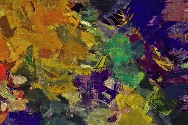 Abstrakter psychedelischer Hintergrund mit der Textur der Untermalung. Computerstilisierung von Ölfarben mit Pinseln unterschiedlicher Formen und Größen — Stockfoto
