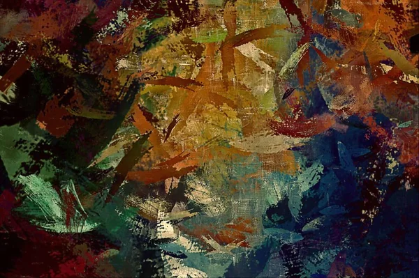 Abstrakter psychedelischer Hintergrund mit der Textur der Untermalung. Computerstilisierung von Ölfarben mit Pinseln unterschiedlicher Formen und Größen — Stockfoto