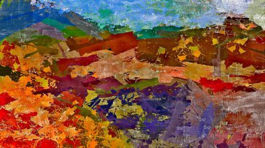 alt boya uygulanması dokulu arka plan psychedelic. Bilgisayar Stilizasyon boya petrol inmenin farklı şekil ve büyüklükte fırçaları ile