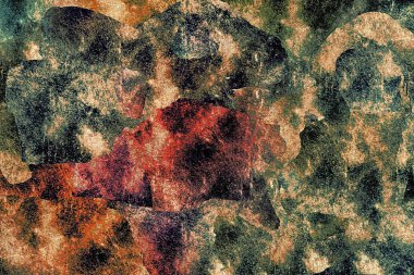 alt boya uygulanması dokulu arka plan psychedelic. Bilgisayar Stilizasyon boya petrol inmenin farklı şekil ve büyüklükte fırçaları ile