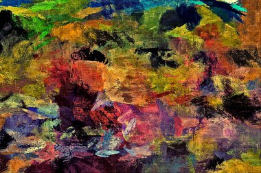 alt boya uygulanması dokulu arka plan psychedelic. Bilgisayar Stilizasyon boya petrol inmenin farklı şekil ve büyüklükte fırçaları ile