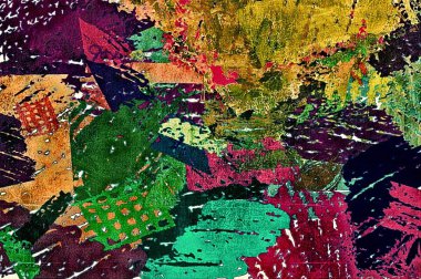 alt boya uygulanması dokulu arka plan psychedelic. Bilgisayar Stilizasyon boya petrol inmenin farklı şekil ve büyüklükte fırçaları ile