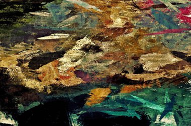 alt boya uygulanması dokulu arka plan psychedelic. Bilgisayar Stilizasyon boya petrol inmenin farklı şekil ve büyüklükte fırçaları ile