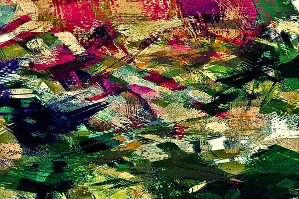 Abstract psychedelic background with the texture of applying underpainting. Computer stylization of oil strokes of paint with brushes of different shapes and sizes — Stock Photo, Image