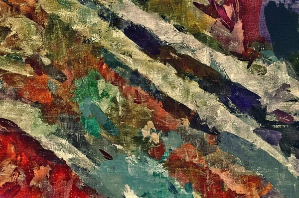 Abstrakt psykedelisk bakgrund med strukturen på tillämpa Undermålning. Dator stylization av olja slag av färg med penslar i olika former och storlekar — Stockfoto