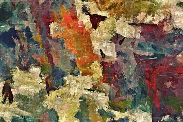 abstract psychedelic background with the texture of applying underpainting. Computer stylization of oil strokes of paint with brushes of different shapes and sizes