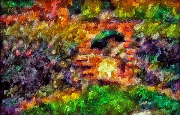 Αφηρημένα φόντο ψυχεδελικό με την υφή της εφαρμογής underpainting. Υπολογιστή σχηματοποίηση του πετρελαίου πινελιές χρώματος με πινέλα διαφόρων μεγεθών και σχημάτων — Φωτογραφία Αρχείου