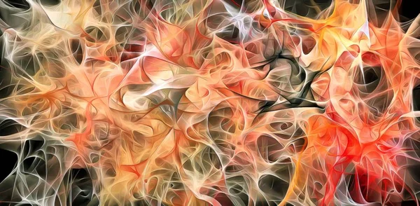 Soyut elektrik hatları, dumanlı fraktal desen, kaotik karanlık arkaplan oluşturmanın dijital illüstrasyon sanatı.