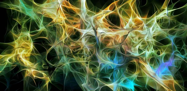 Абстрактные электрические линии, дымчатый фрактальный рисунок, цифровая иллюстрация художественная работа по изображению хаотичного темного фона . — стоковое фото