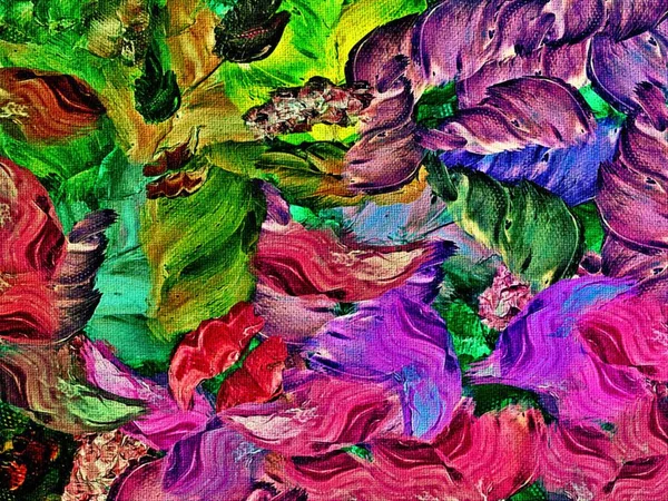 Abstracte psychedelische achtergrond met de textuur van de toepassing van de voorbewerking. Computer stilering van de lijnen van de olie van verf met borstels in verschillende soorten en maten — Stockfoto