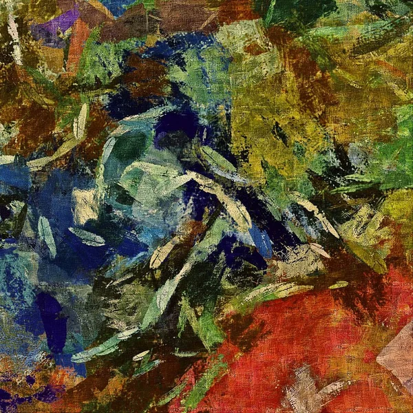 Abstracte psychedelische achtergrond met de textuur van de toepassing van de voorbewerking. Computer stilering van de lijnen van de olie van verf met borstels in verschillende soorten en maten — Stockfoto