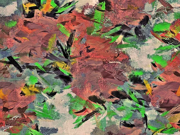 Bstract psykedelisk bakgrund med konsistens att tillämpa under målning. Datorstilisering av oljedrag av färg med borstar av olika former och storlekar — Stockfoto