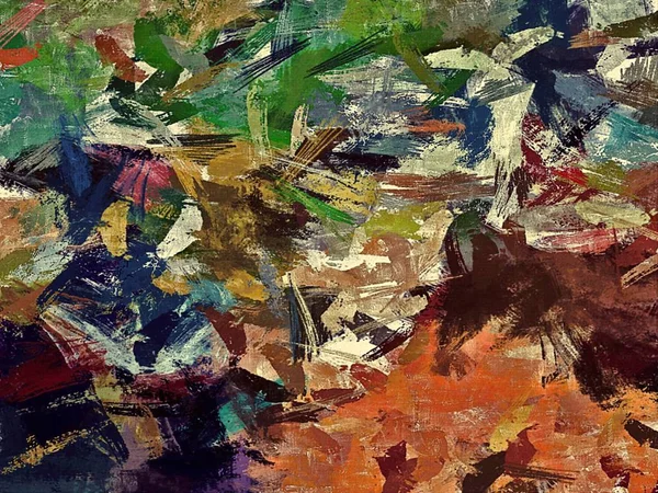 Bstract psykedelisk bakgrund med konsistens att tillämpa under målning. Datorstilisering av oljedrag av färg med borstar av olika former och storlekar — Stockfoto