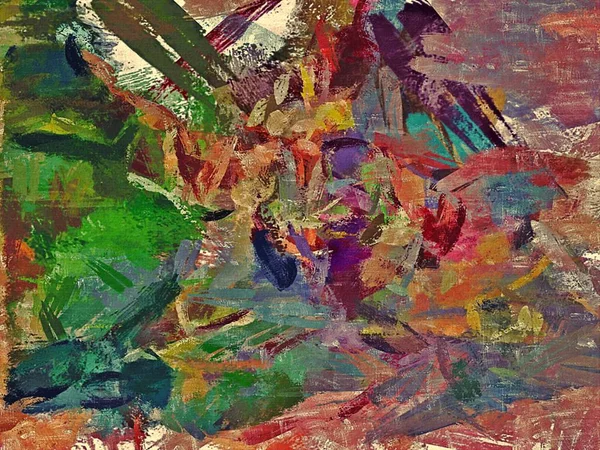 Bstrategic psychedelic background with the texture of appliing underpainting. Компьютерная стилизация масляных мазков красок кистями различных форм и размеров — стоковое фото
