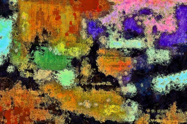 Bstract fond psychédélique avec la texture d'appliquer sous-peinture. Stylisation par ordinateur de traits de peinture à l'huile avec des pinceaux de différentes formes et tailles — Photo