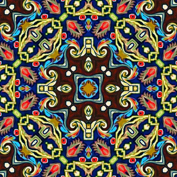 Patrón de trama sin costuras en estilo oriental Flor mosaico psicodélico Patrón para papel pintado, fondos de escritorio, decoración para tapices, alfombra — Foto de Stock