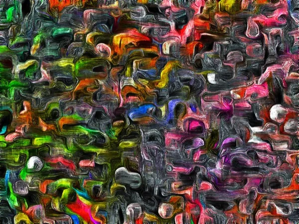 Abstracte psychedelische grunge achtergrond grafisch stilering op een geweven doek van chaotische wazig lijnen en lijnen van verf — Stockfoto