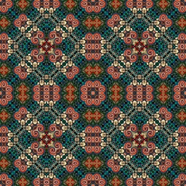 Nahtloses Rastermuster im orientalischen Stil Blume psychedelische Mosaikmuster für Tapeten, Hintergründe, Dekor für Wandteppiche, Teppich — Stockfoto