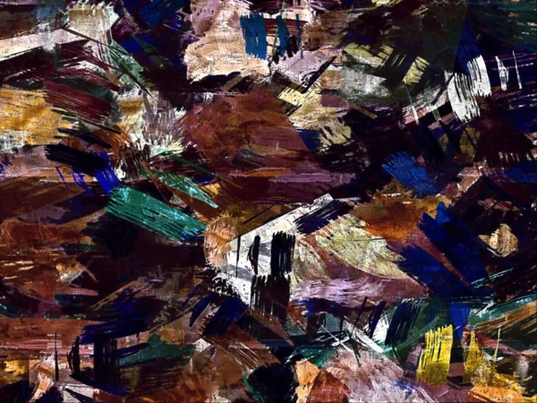 Abstracto psicodélico grunge fondo gráfico estilización en un lienzo texturizado de trazos caóticos borrosas y trazos de pintura —  Fotos de Stock