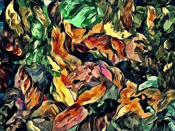 Abstracte psychedelische grunge achtergrond grafisch stilering op een geweven doek van chaotische wazig lijnen en lijnen van verf — Stockfoto