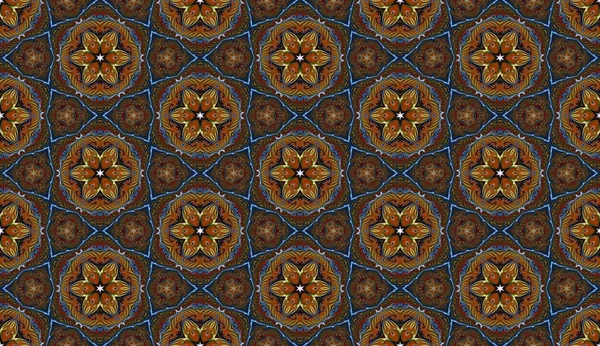 Seamless raster pattern in oriental style Flower psychedelic mosaic Pattern for wallpaper, backgrounds, decor for tapestries, carpet — Stock Photo, Image