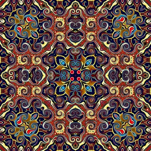 Seamless raster pattern in oriental style Flower psychedelic mosaic Pattern for wallpaper, backgrounds, decor for tapestries, carpet