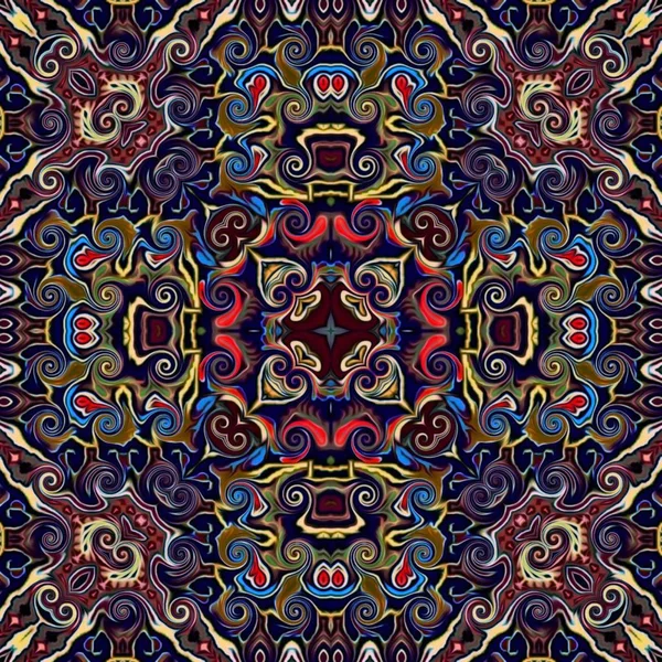 Pola raster mulus dalam gaya oriental Pola mosaik psikedelik Flower untuk kertas dinding, latar belakang, dekorasi untuk permadani, karpet — Stok Foto