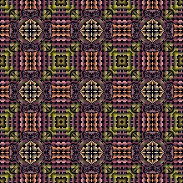 오리엔탈 스타일 꽃 환각 모자이크 패턴 벽지, 배경, 장식 태피 스 트리, 카펫에 대 한 원활한 래스터 패턴 — 스톡 사진