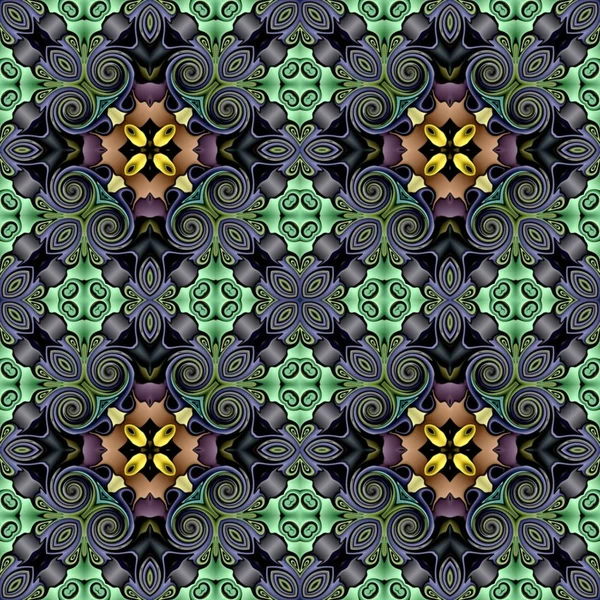 Απρόσκοπτη raster μοτίβο σε ανατολίτικο στιλ ψυχεδελικό μωσαϊκό λουλούδι μοτίβο για ταπετσαρία, φόντα, διακόσμηση για ταπισερί, χαλιών — Φωτογραφία Αρχείου