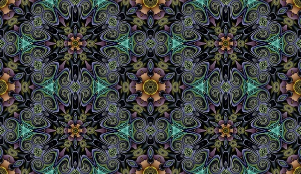 Naadloze raster patroon in oosterse stijl bloem psychedelische mozaïek patroon voor behang, achtergronden, decor voor wandtapijten, tapijt — Stockfoto